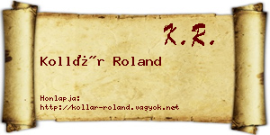 Kollár Roland névjegykártya
